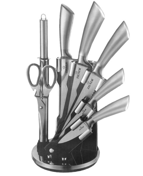 ZESTAW NOŻY Z TASAKIEM 8 ELE. ZILNER SILVER ZL-5113