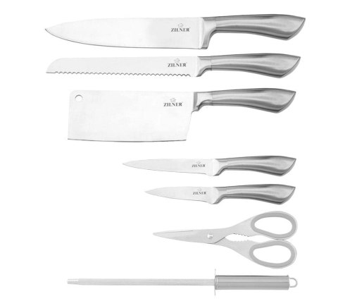 ZESTAW NOŻY Z TASAKIEM 8 ELE. ZILNER SILVER ZL-5113