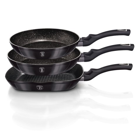 ZESTAW PATELNI GRANITOWYCH 20,24,28cm BERLINGER HAUS METALLIC LINE CARBON PRO BH-6904