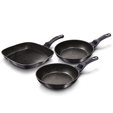 ZESTAW PATELNI GRANITOWYCH 20,24,28cm BERLINGER HAUS METALLIC LINE CARBON PRO BH-6904