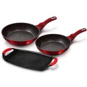 ZESTAW PATELNI GRANITOWYCH + PŁYTA DO SMAŻENIA BERLINGER HAUS METALLIC LINE BURGUNDY BH-1668