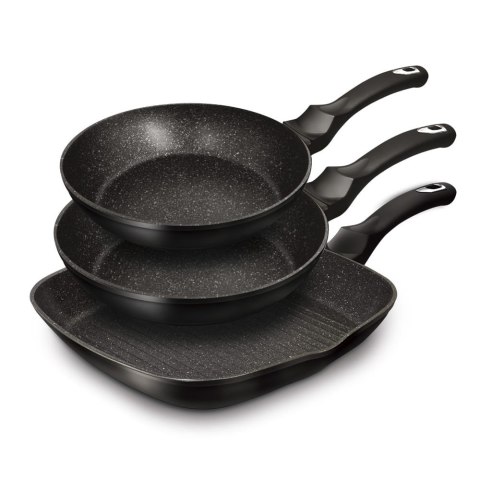ZESTAW PATELNI Z POWŁ. GRANITOWYCH BERLINGER HAUS BLACK SILVER BH-6157