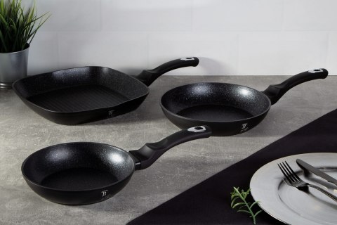 ZESTAW PATELNI Z POWŁ. GRANITOWYCH BERLINGER HAUS BLACK SILVER BH-6157