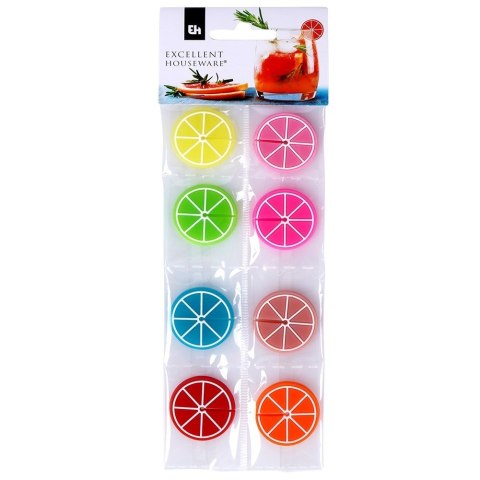 Znaczniki na szklanki kieliszki silikonowe owoce 8 SZT do szklanek EXCELLENT HOUSEWARE 259400