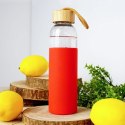 Butelka szklana na wodę soki z silikonowym pokrowcem czerwona 500 ml EXCELLENT HOUSEWARE 124502-C