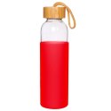 Butelka szklana na wodę soki z silikonowym pokrowcem czerwona 500 ml EXCELLENT HOUSEWARE 124502-C