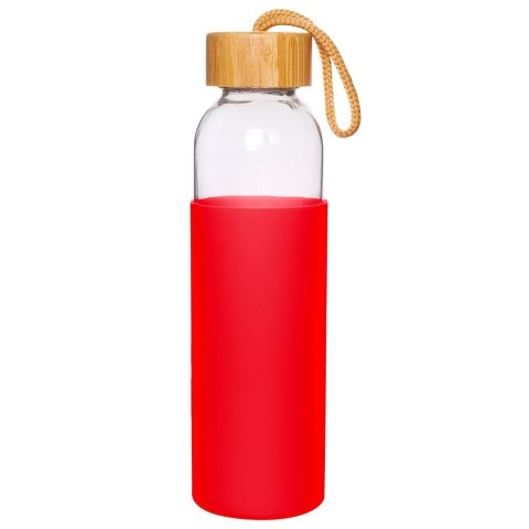 Butelka szklana na wodę soki z silikonowym pokrowcem czerwona 500 ml EXCELLENT HOUSEWARE 124502-C