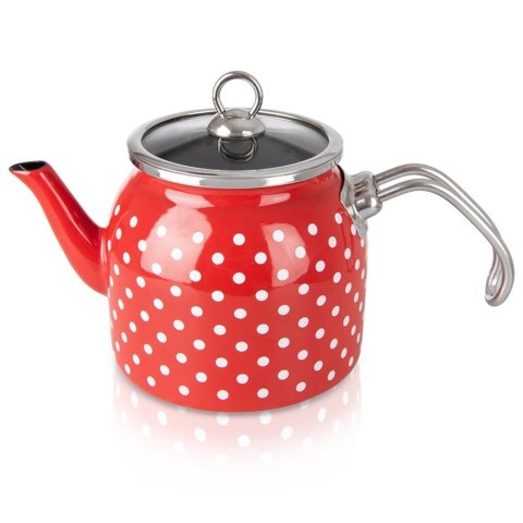 Czajnik emaliowany na gaz czerwony w kropki TECKA 1.1L ORION 113512