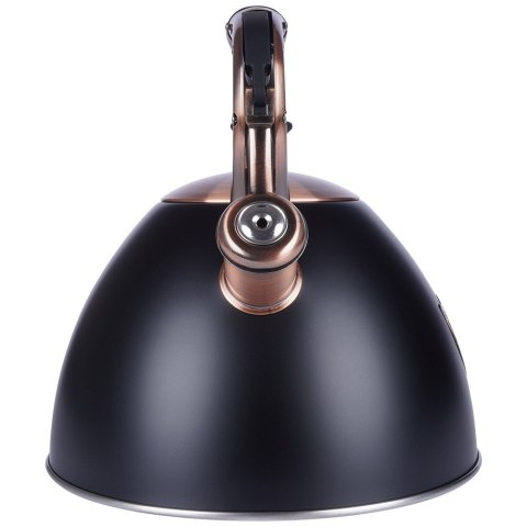 Czajnik z gwizdkiem stalowy na gaz indukcja ROSE GOLD czarny matowy 3L VILDE 199002