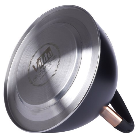 Czajnik z gwizdkiem stalowy na gaz indukcja ROSE GOLD czarny matowy 3L VILDE 199002