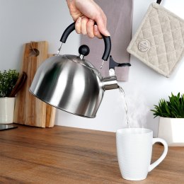 Czajnik z gwizdkiem stalowy na gaz indukcja srebrny 2.5L EXCELLENT HOUSEWARE 259346