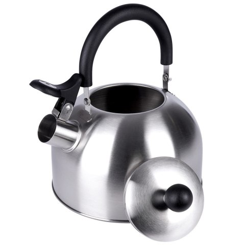 Czajnik z gwizdkiem stalowy na gaz indukcja srebrny 2.5L EXCELLENT HOUSEWARE 259346