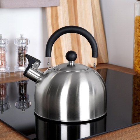 Czajnik z gwizdkiem stalowy na gaz indukcja srebrny 2.5L EXCELLENT HOUSEWARE 259346