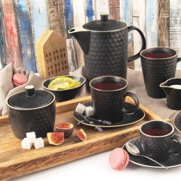 Filiżanka do kawy ze spodkiem ceramiczna czarna TEA TIME 235ml ORION 112437