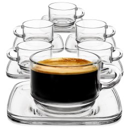 Filiżanka do kawy ze spodkiem szklana 250ml 6 sztuk LAV 129672