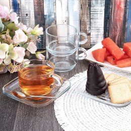 Filiżanka do kawy ze spodkiem szklana 250ml 6 sztuk LAV 129672
