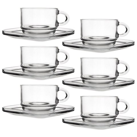 Filiżanka do kawy ze spodkiem szklana 250ml 6 sztuk LAV 129672