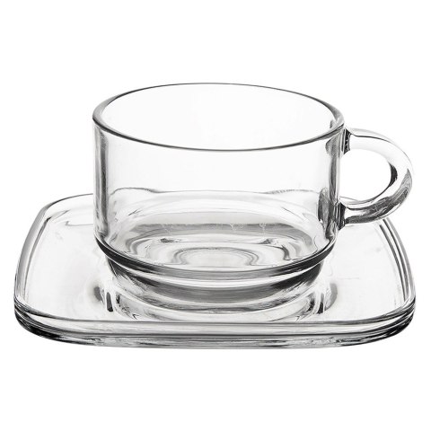 Filiżanka do kawy ze spodkiem szklana 250ml 6 sztuk LAV 129672