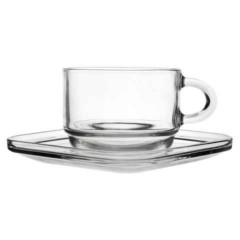 Filiżanka do kawy ze spodkiem szklana 250ml 6 sztuk LAV 129672