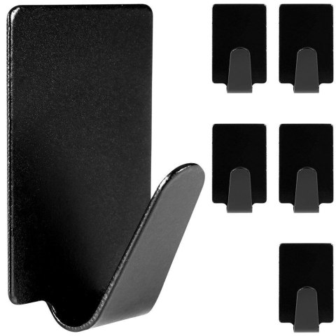 Haczyki wieszaki uchwyty haczyk samoprzylepny stalowy czarny 3x2cm 6 sztuk STORAGE SOLUTIONS 569573-W2