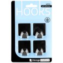 Haczyki wieszaki uchwyty haczyk samoprzylepny stalowy czarny 4x3.5cm 4SZT STORAGE SOLUTIONS 569572-W4