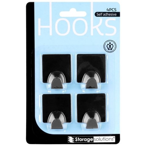 Haczyki wieszaki uchwyty haczyk samoprzylepny stalowy czarny 4x3.5cm 4SZT STORAGE SOLUTIONS 569572-W4