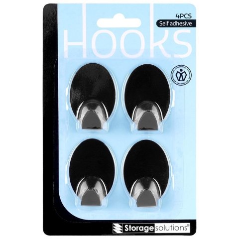 Haczyki wieszaki uchwyty haczyk samoprzylepny stalowy czarny 5.5x3.5cm 4SZT STORAGE SOLUTIONS 569572-W1