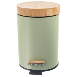 Kosz na śmieci metalowy z pedałem pokrywą zielony GREENISH 3L ORION 731722