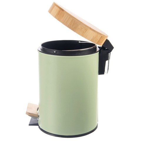 Kosz na śmieci metalowy z pedałem pokrywą zielony GREENISH 3L ORION 731722