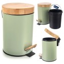 Kosz na śmieci metalowy z pedałem pokrywą zielony GREENISH 3L ORION 731722