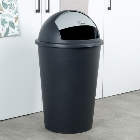 Kosz na śmieci odpady pojemnik śmietnik plastikowy czarny 50L VILDE 779077