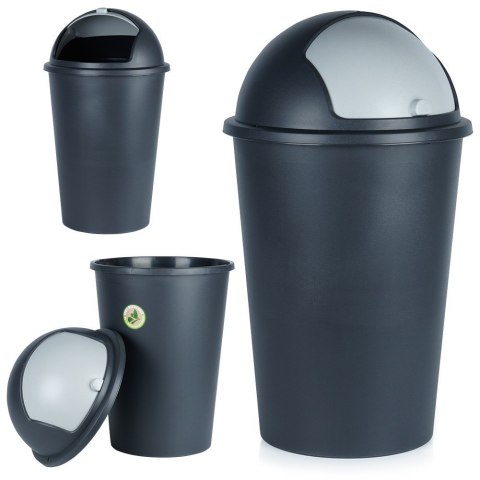 Kosz na śmieci odpady pojemnik śmietnik plastikowy czarny 50L VILDE 779077