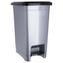 Kosz na śmieci plastikowy z pedałem wąski 15L śmietnik szary ORION 731309