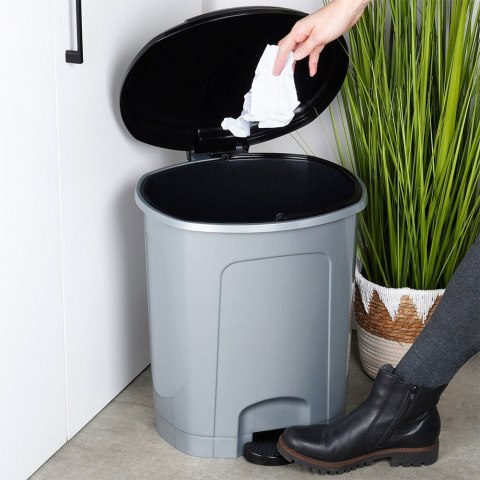 Kosz na śmieci z pedałem plastikowy szary łazienkowy do kuchni 30L ORION 731380