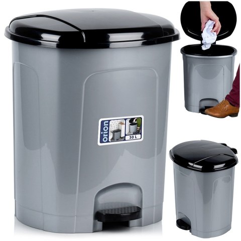 Kosz na śmieci z pedałem plastikowy szary łazienkowy do kuchni 30L ORION 731380