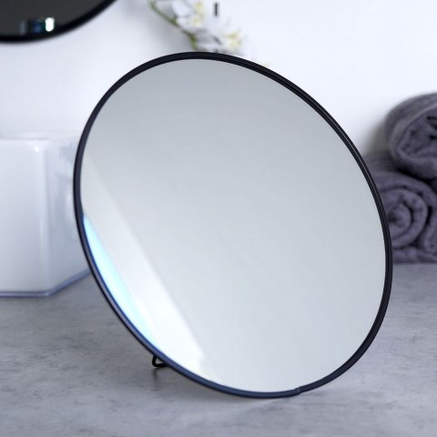 Lusterko kosmetyczne do makijażu do łazienki na stojaku czarne 20 cm VILDE 569559