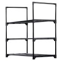 Metalowa półka na buty regał stojak organizer czarny 3-poziomowy 57x28x55cm VILDE 568052