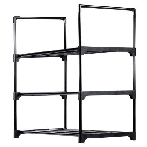 Metalowa półka na buty regał stojak organizer czarny 3-poziomowy 57x28x55cm VILDE 568052