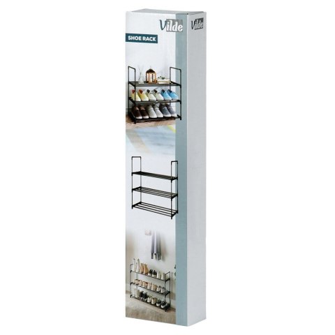 Metalowa półka na buty regał stojak organizer czarny 3-poziomowy 57x28x55cm VILDE 568052