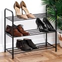Metalowa półka na buty regał stojak organizer czarny 3-poziomowy 63x28x60cm VILDE 569979