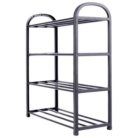 Metalowa półka na buty regał stojak organizer czarny 4-poziomowy 49.5x18.5x56.5cm VILDE 569732