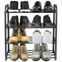 Metalowa półka na buty regał stojak organizer czarny 4-poziomowy 49.5x18.5x56.5cm VILDE 569732