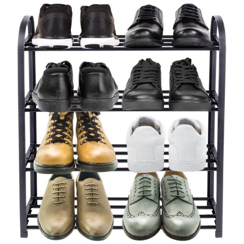Metalowa półka na buty regał stojak organizer czarny 4-poziomowy 49.5x18.5x56.5cm VILDE 569732