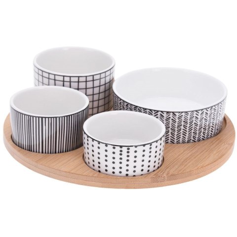 Miseczki na przekąski przystawki porcelanowe z tacką 5-ele EXCELLENT HOUSEWARE 128034