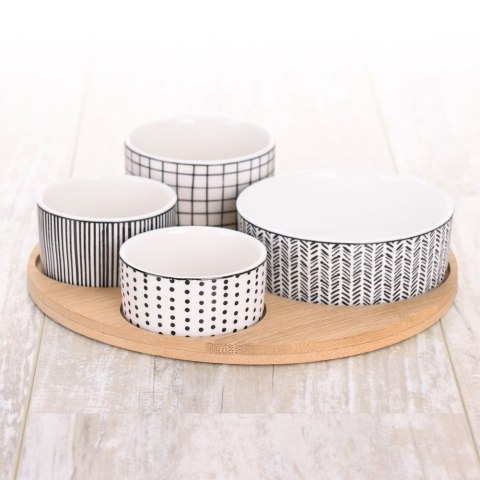 Miseczki na przekąski przystawki porcelanowe z tacką 5-ele EXCELLENT HOUSEWARE 128034