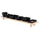 Miseczki na przekąski sos dip ceramiczne czarne na tacy 50cm 7-ele EXCELLENT HOUSEWARE 139307