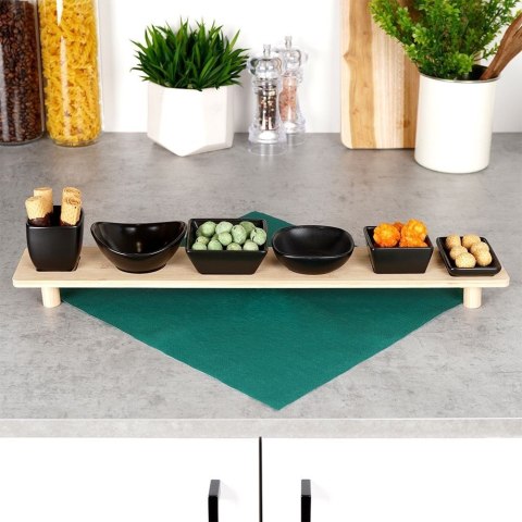 Miseczki na przekąski sos dip ceramiczne czarne na tacy 50cm 7-ele EXCELLENT HOUSEWARE 139307