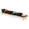 Miseczki na przekąski sos dip ceramiczne czarne na tacy 50cm 7-ele EXCELLENT HOUSEWARE 139307