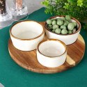 Miseczki na przekąski sos dip ceramiczne na tacy 20cm 3 szt. EXCELLENT HOUSEWARE 139310