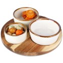 Miseczki na przekąski sos dip ceramiczne na tacy 20cm 3 szt. EXCELLENT HOUSEWARE 139310